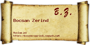 Bocsan Zerind névjegykártya